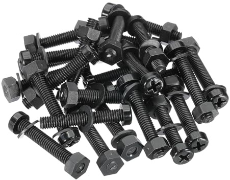 PATIKIL 24-teiliger Schrauben Set M6x35mm Nylon Kunststoff Gewinde Schrauben und Innensechskant Muttern und Unterlegscheiben Set für Industrielle Haushalte Befestigungsprojekte Schwarz