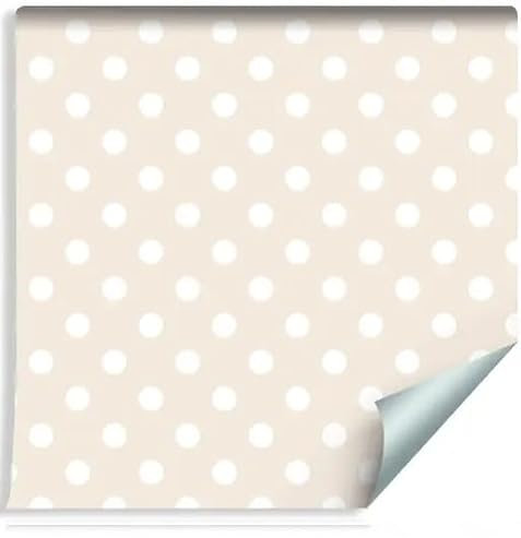 Tapete Selbstklebend in Weißen Punkten, Creme Beige, Retro Muster