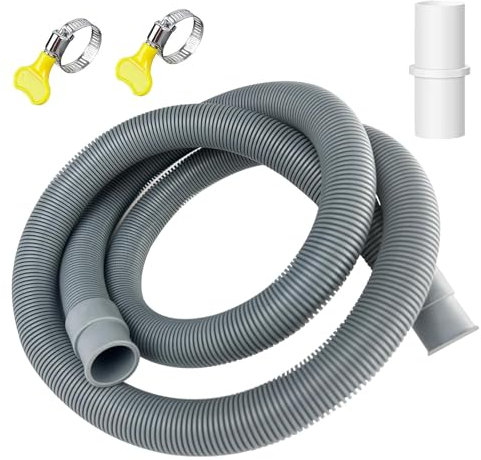 1M Washing Machine Waste Pipe Extension Adapter Kit, Dishwasher Hose Extension, Including Hose Connector and Hose Clamps, for Washing Machine, Dishwasher & Other Applications