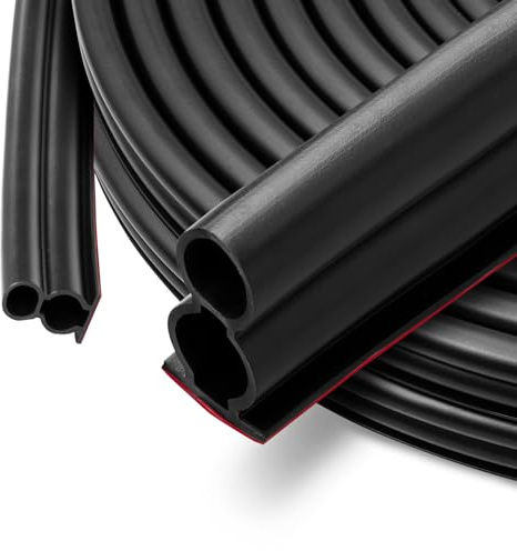 SUNWERK Türdichtung Dichtungsband Flexibel, 10mmx15mm Gummidichtung Türrahmen Selbstklebend Wasserdicht, Dichtungsband Fenster Tür Door Seal Dichtungsstreifen Dichtungsgummi(Schwarz,12M)