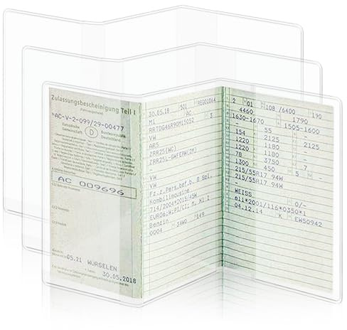 3 Stück Fahrzeugschein Hülle Schutzhülle 3 Faltbar Transparente 227 * 112mm Führerschein Hülle Fahrzeugschein Mappe Kfz Schein Mappe Für Auto Motorrad Anhänger