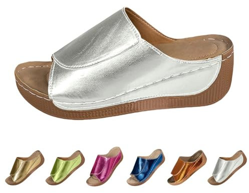 Ciabatte Donna Estive Ortopediche pelle Anatomiche Sandali Pantofole Zeppa Comode da Casa Eleganti Leggere Ciabatte per Fascite Plantare Moda Aperta Antiscivolo Arch Support Sandalo Spiaggia Mare 2025