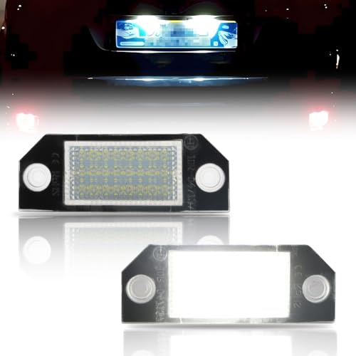GSOWO 2 Stücke LED Kennzeichenbeleuchtung für Fo-rd Focus C-MAX I 03 2003-2007 Fo-rd Focus MK2 2003-2008, [Langlebig & Effizient] Hochwertige Canbus Fehlerfrei 24 SMD Nummernschildbeleuchtung