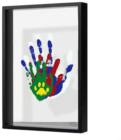 CWOQOCW DIY Family Handprint Photo Frame Set, Wooden Four-Layer Keepsake Display For Home Decoration And Memory Preservation, Wood White Black(black)