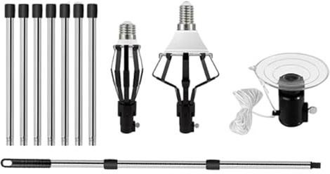 Raypontia Lampenwechsel für hohe Decken, 4 m langes Werkzeug zum Entfernen von Lampen mit Klemme, ausziehbar für industrielle und private Innenräume, ideal für Dachfenster und öffentliche Räume