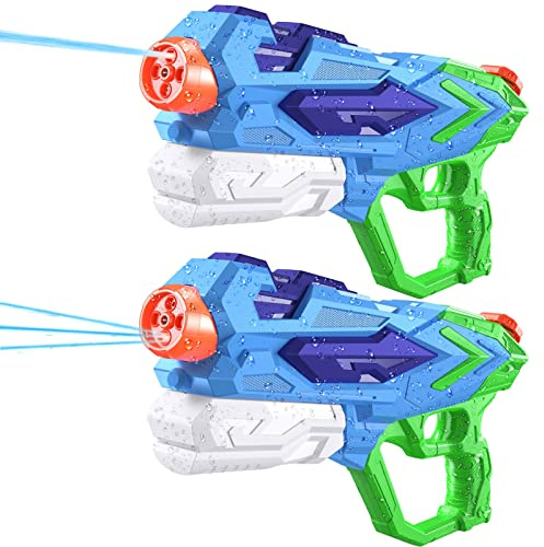 Wasserpistole mit Großer Reichweite für Kinder & Erwachsene, 2 PCS Water Gun 33 ft Super Wasserspielzeug mit 1000ML Tank XXL Pistol Soaker für Draussen Wasser kämpfen Spielzeug Junge Mädchen
