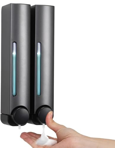 minghaoyuan Wall Mounted Soap Dispenser - Shampoo and Conditioner Dispenser | Shower Gel dispenser | Shower 2 Pcs No Drill Shampoo For Bathrooms, Shopping Malls (Gray)