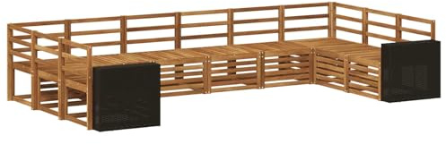 vidaXL Ecksofa Set 10 pcs Natur Massivholz Akazie, Garten-Lounge-Set, modernes Outdoor-Sofa, Bequeme Terrassenmöbel, strapazierfähige Sitzgelegenheit