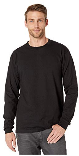 Hanes Men's Beefy Long Sleeve Shirt, Black, S