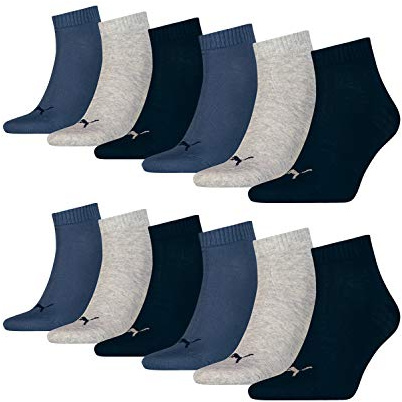PUMA Unisex Quarter Socken Sneaker knöchelhoch für Damen Herren 12er Pack