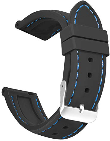 OLLREAR Unisex Gomma Cinturini Orologi 8 colori e 5 formati 22mm Nero Blu Cinturini di Ricambio in Silicone per Uomo e Donna Impermeabile Cinturini Smartwatch