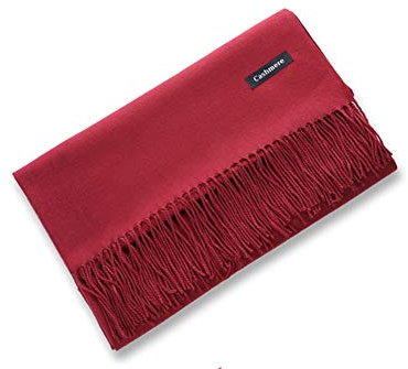 Cashmere Luxuriöser, großer, superweicher Schal für Damen und Herren, Burgunderrot, multi, One size