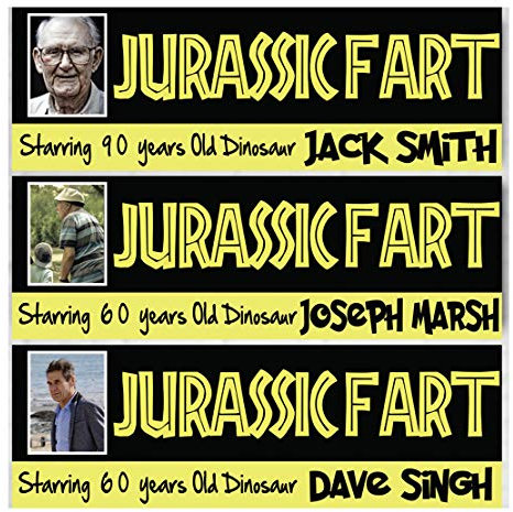 2 personalisierbare Geburtstagsbanner Foto Jurassic Park Film Erwachsene Senior Fun Party Poster Dekoration