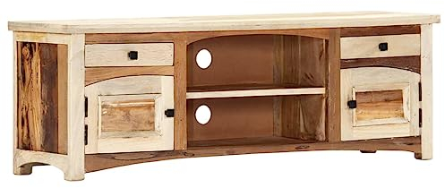 vidaXL TV Cabinet with Reclaimed Wood, Mid-Century TV Stand with Two Storage Drawers and Compartments, Placed in Living Room or Bedroom, Brown