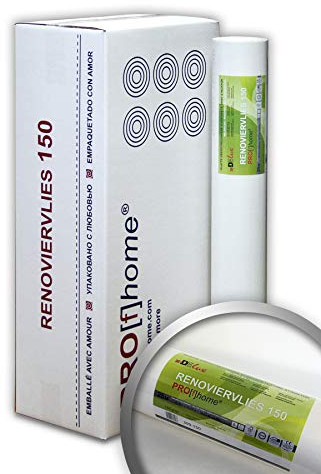 Profhome 399-150-6-AP Renoviervlies 150 g Malervlies Vlies glatte überstreichbare Vliestapete weiß 112,50 qm 1 Kart. 6 Rollen FSC® MIX CREDIT Nr. TSUD-COC-001718-KR