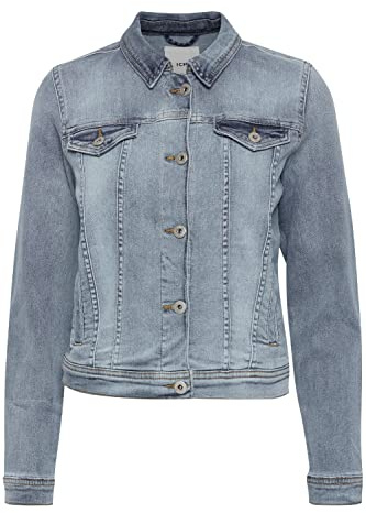 ICHI IHSTAMPE JA Damen Jeansjacke Denim Übergangsjacke mit Stretch und Knöpfen