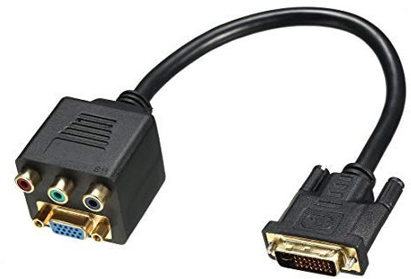 N/A DVI to VGA RCA Splitter Cable 24 5 Male to 3 RCA FemaleDual Link Y Video Cable 1ft 30cm Black for HDTV Projector