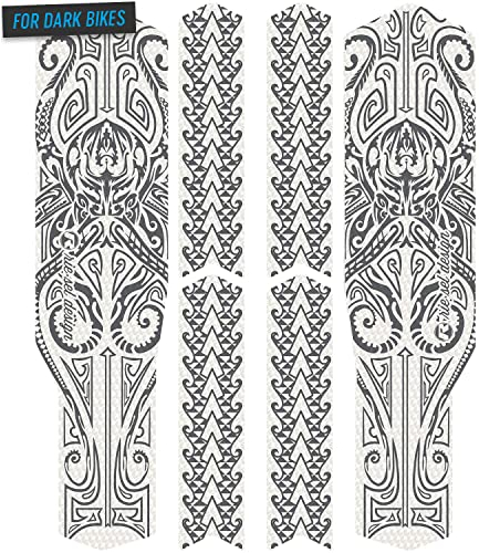 Riesel Design - „Chain:Tape 3000“ Fahrrad Kettenschutz - Stylische Fahrrad Schutzfolie 6 Selbstklebende Shapes/MTB Kettenschutz für den gesamten Hinterbau - Maori Grey