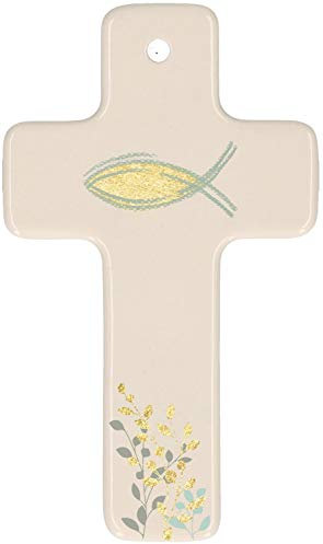 Butzon & Bercker Kinderkreuz Fisch Schutz und Segen Porzellan glänzend 11 cm Kreuz Kruzifix