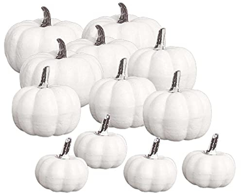 Baoblaze 12Pack Realistische Weiße Kürbisse Der Herbstkürbisernte Für Hausgartendekoration