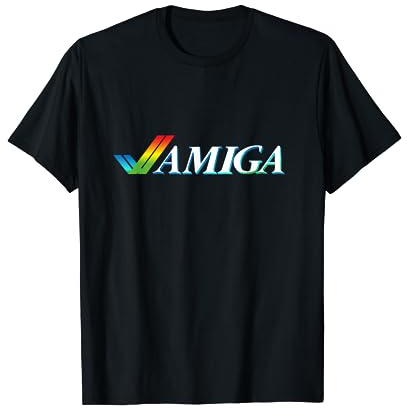 Amiga Tick Retro-Computer, Regenbogen-Stil, Weiß T-Shirt