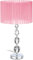 Relaxdays Tischlampe, Nachttischlampe im Kristalldesign, HxD: 54 x 29,5 cm, E27 Fassung, Tischleuchte mit Schirm, rosa