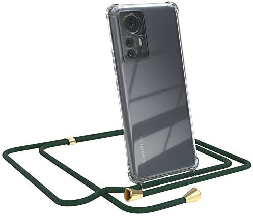 EAZY CASE Handykette kompatibel mit Xiaomi 12 Pro Handyhülle mit Umhängeband, Handykordel mit Schutzhülle, Silikonhülle, Hülle mit Band, Stylische Kette mit Hülle für Smartphone, Grün