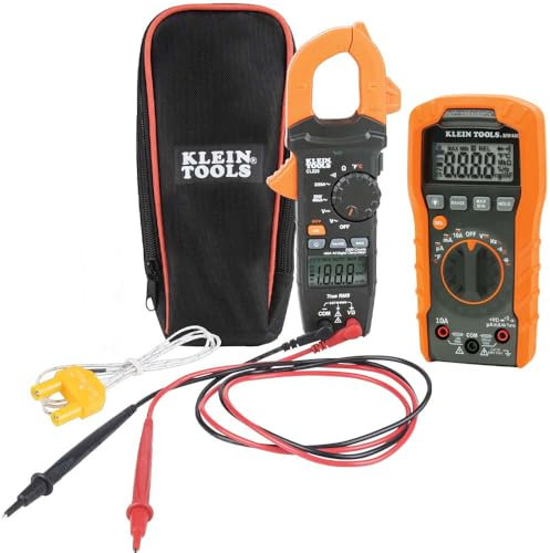 Klein Tools 80124 Electrical Tester Kit with Multimeter, Clamp Meter, Thermocouple, Test Leads and Pouch, 5-Piece