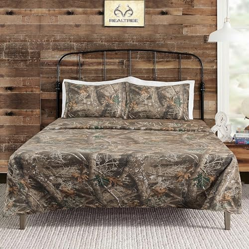 VISI-ONE Realtree Edge Camo Bettwäsche-Set für King-Size-Bett, 4-teilig, Polycotton, rustikales Bauernhaus-Bettwäsche-Set für Hütte, Hütte und Jagdbett-Set, perfekt für Schlafzimmer, Tarnmuster im