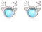 Hasnsofie 925 Sterling Silber Weihnachten Ohrringe Damen - Elch Mondstein Ohrstecker, 7mm Klein Schlafen Knorpel Ohrstecker - Süße Weihnachts Schmuck