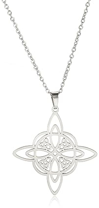 kkjoy Hexenknoten Halskette Edelstahl Magischer Knoten Pagan Wicca Symbol Anhänger 4-Spitz Keltischer Knoten Hexerei Halskette für Frauen Mädchen