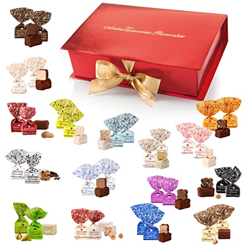GUSTONE. Geschenkset Schokoladen Trüffel im edlen Geschenkbuch- Antica Torroneria Tartufo | Trüffel dolce Tartufi | Trüffel-Pralines gemischt 32 Stück
