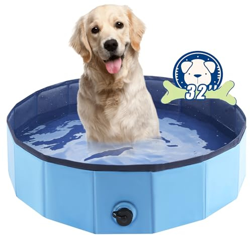 Eooqi Foldable Dog Pool, Portable Pet Bath Tub and Kiddie Swimming Pool