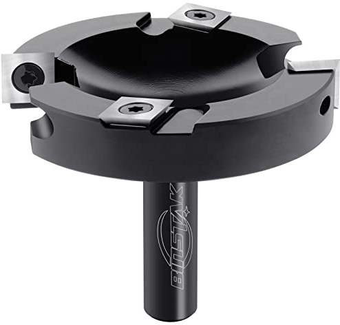 BINSTAK CNC Spoilboard Surfacing Router Bit,1/2 Inch Shank 3 Inch Cutting Diameter, 2+2 Carbide Inserts Slab Flattening Router Bit Planer Bit for Wood Spoil Board Planing