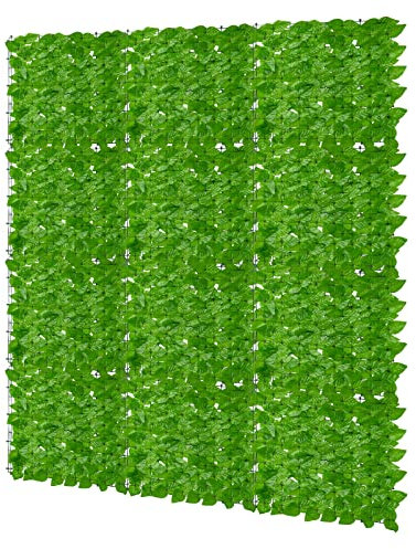Jopassy Künstliche Efeu Apfelblatt Hecke Sichtschutz,Efeu Sichtschutz 100 * 300cm,Sichtschutzzaun,Efeublätter eignet Sich perfekt für Terrassenbereiche im Freien