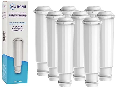 AllSpares Wasserfilter Ersatz für Melitta®, Nivona®, Krups® F088, Bosch® Siemens® TCZ6003, TZ60003 – TÜV SÜD Zertifiziert - 8 Stück Wasserfilterpatronen