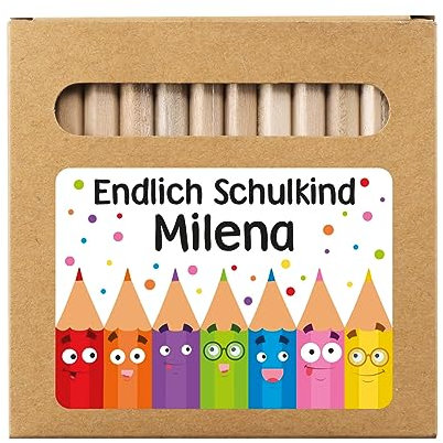 Striefchen® 12 Buntstifte in personalisierter Verpackung als Geschenkidee Endlich Schulkind - Stifte