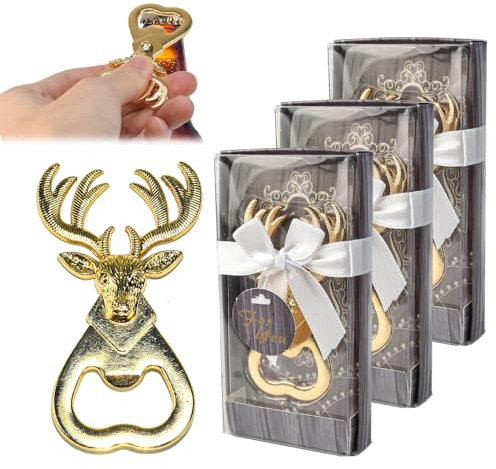 BUZIFU 3 stück Flaschenöffner Hirsch Bieröffner mit Hirschkopf Hirschgeweih Geschenke Bierflaschenöffner, Stierkopf Geschenk,Jäger Geschenke,Bier Geschenk für Männer Weihnachtsgeschenke für Papa Opa