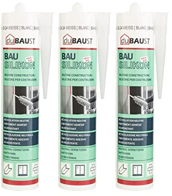 3x dubaust BAS24 Bausilikon Fenstersilikon Neutralsilikon Innen/Aussenbereich witterungsbeständig hochelastisch 310ml Kartusche (anthrazit)