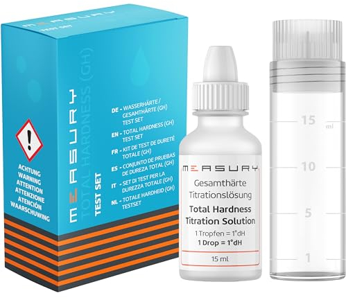 Measury Test Durezza Acqua, Misuratore Durezza Acqua Prodotto in Germania, Kit Durezza Acqua 15 ml Fino a 200 test, Durezza Acqua Tester