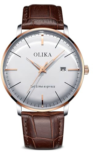 dirocoro Armbanduhren FüR Herren 41 mm großes Zifferblatt Automatikuhren Business LäSsig 30M Wasserdich Neu Armbanduhr Herren Leuchtende Uhr Mit Datumsanzeige 2 Arten Von Riemen Herrenuhr