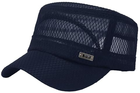 crazy bean Trucker Cap mit Netz Herren Damen Army Military Cap Einstellbar Belüftet Baseball Caps Vintage Basecap Kappe Hut Sommermütze Golf Tennis Visor Mütze,Navy Blau