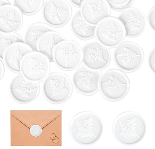 50 Stück Wachssiegel Aufkleber,Aufkleber Hochzeit Wachssiegel,Umschlag Wachs Siegel Weiß Wachssiegel Vintage Wachssiegel Selbstklebend für Geburtstag Hochzeiten Weihnachten Party Versorgung