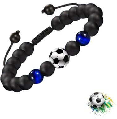 Lolileo 1PCS Fußball Armband, Fußball Geschenk für Jungen Und Mädchen, Jugendfußball Armband, Justierbares Fußball Thema Armband, Geburtstag Graduierung Kreatives Geschenk (A)