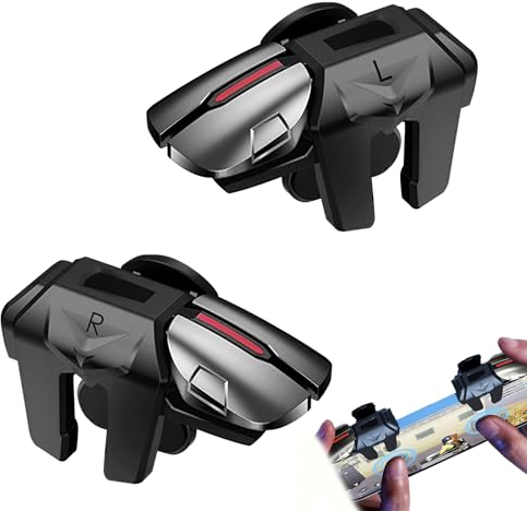 Trigger Gatillos Botones, Gatillos para Movil Rapid-Fire Tiro Rapido 6 Dedos Joystick Controller L1R1 L2R2 Disparadores para PUBG Mobile Phone Game Shoot Sensitive Control Joysticks Portátil (A)