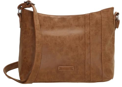 Christian Wippermann Damen Tasche Schultertasche Umhängetasche Crossover Bag Leder Optik Handtasche Camel