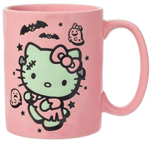 Silver Buffalo Sanrio Hello Kitty Halloween Frankenstein Keramikbecher, wachsbeständig, 482 ml
