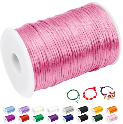 CAMAL Nylonschnur 2mm nylonfaden 100m Armband Schnur für Perlenschnur Nylon makramee Schnur für Chinesische Knüpfschnur, Windspielschnur, Kunsthandwerk (Tiefes Rosa)