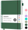 RETTACY Collegeblock A5 Kariert, Leichtgewicht Notizbuc, Blcok Ringbuch, 100gsm mit 160 Blatt / 80 Seiten zum Zeichnen, PVC Cover, zum Tagebuch, College, Konferenz, Reise, 14.8 x 21cm - Dunkelgrün