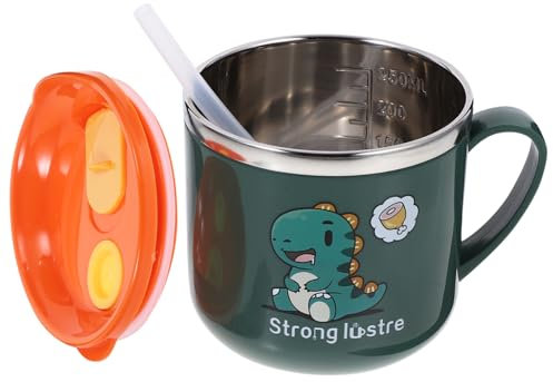 Mikinona 2st Schnabeltasse Emaille-tasse Für Kinder Strohbecher Für Kinder Reisebecher Mit Deckel Strohbecher Für Kleinkinder Trinkflasche Kleinkind 316 Edelstahl Auskleidung Green